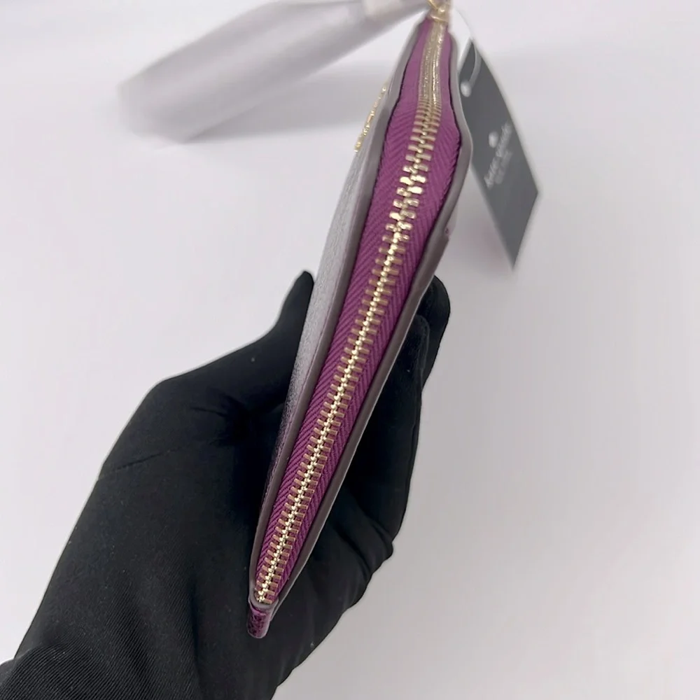 Kate Spade Lucy Metallic Medium L-zip Wristlet Dark Raspberry